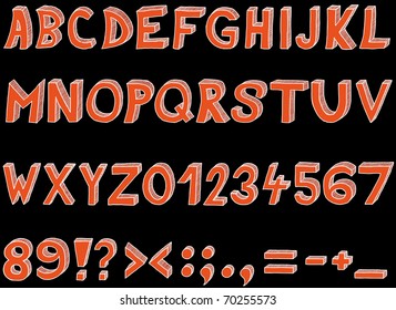 Hand drawn abc sketched vector abc, alphabet with color in black background