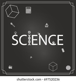 Hand drawn about Mathematics on chalkboard with the world SCIENCE