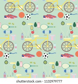 Hand drawn about sport on green background ,sport concept.