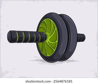 Hand drawn abs roller wheel for exercise, gym workout ab wheel, abdominal full body training workout