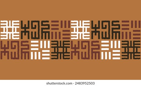 Hand drawn abstract afro geometric seamless border pattern, ethnic background, simple style - great for textiles, banners, wallpapers, wrapping paper