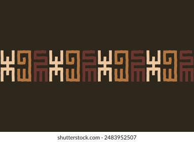 Hand drawn abstract afro geometric seamless border pattern, ethnic background, simple style - great for textiles, banners, wallpapers, wrapping paper
