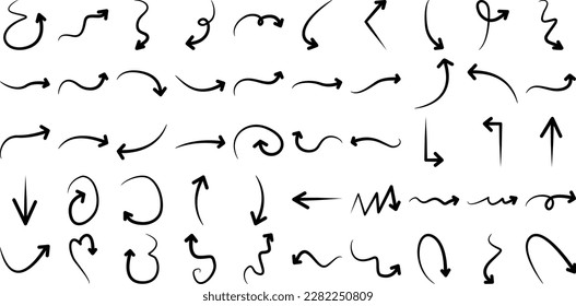 Hand Drawn Abstract Arrow icon symbol Design Set 50