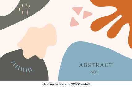 Hand drawn abstract art with organic shapes. Contemporary collage wall art, newsletter, magazine cover,flyer, branding design and packaging.
