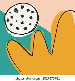 hand drawn abstract art style for background design with cream, yellow, green, white color