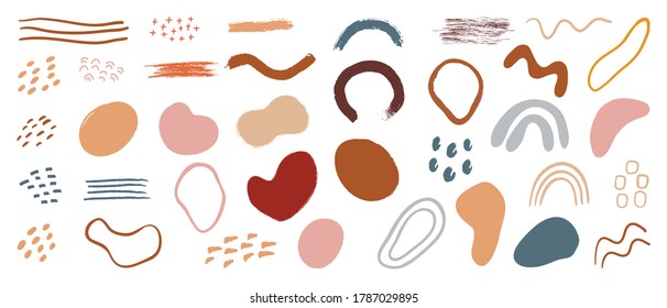 Hand drawn abstract arts vector element collection. Organic Shapes and brush design for cover, banner background. social post and stories background decoration, print, wallpaper. Vector illustration