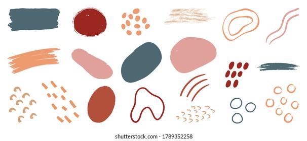 Hand drawn abstract arts vector element collection. Organic Shapes and brush design for cover, banner background. social post and stories background decoration, print, wallpaper. Vector illustration