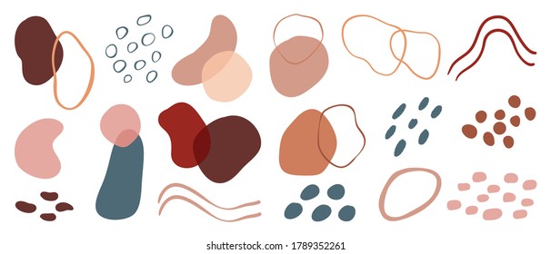 Hand drawn abstract arts vector element collection. Organic Shapes and brush design for cover, banner background. social post and stories background decoration, print, wallpaper. Vector illustration