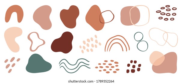 Hand drawn abstract arts vector element collection. Organic Shapes and brush design for cover, banner background. social post and stories background decoration, print, wallpaper. Vector illustration