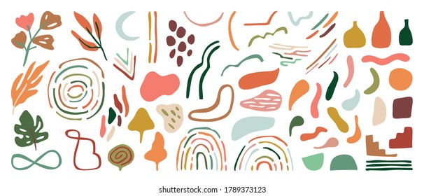 Hand drawn abstract arts vector element collection. Organic Shapes and brush design for cover, banner background. social post and stories background decoration, print, wallpaper. Vector illustration