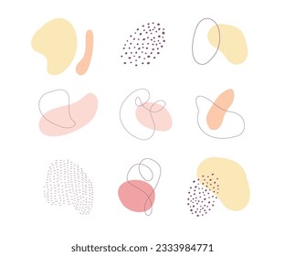 Hand drawn abstract arts vector element collection. Organic Shapes and brush design for cover, banner background. social post and stories background decoration, print, wallpaper. Vector illustration