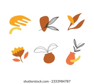 Hand drawn abstract arts vector element collection. Organic Shapes and brush design for cover, banner background. social post and stories background decoration, print, wallpaper. Vector illustration