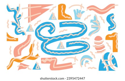 Hand drawn abstract arts vector element collection. Organic Shapes and seamless design for cover, banner background. social post and decoration, print, wallpaper. Vector illustration 