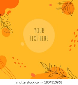 Fondo de otoño dibujado a mano.Varias formas y objetos de doodle.Simple plantilla moderna de moda con espacio de copia para texto y hojas.Historias de medios sociales y antecedentes de publicaciones.