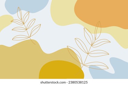 Hand drawn abstract background aesthetics with leaves