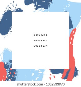 Hand drawn abstract background with artistic brush strokes and paint stains. Vector design for card, banner or social media post.