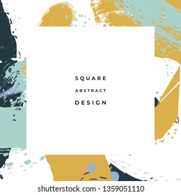 Hand drawn abstract background with artistic brush strokes and paint stains. Vector design for card, banner or social media post.
