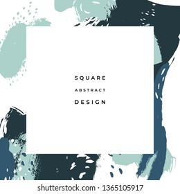Hand drawn abstract background with artistic brush strokes and paint stains. Vector design for card, banner or social media post.