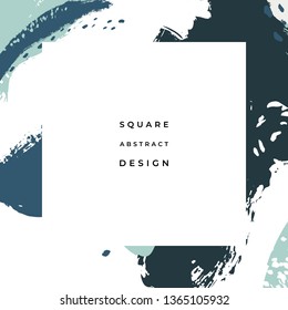 Hand drawn abstract background with artistic brush strokes and paint stains. Vector design for card, banner or social media post.