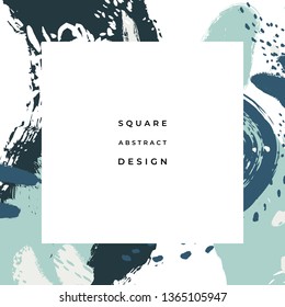 Hand drawn abstract background with artistic brush strokes and paint stains. Vector design for card, banner or social media post.