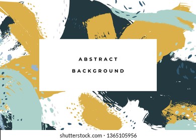 Hand drawn abstract background with artistic brush strokes and paint stains. Vector design for card, banner or social media post.