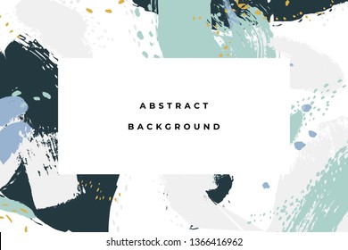 Hand drawn abstract background with artistic brush strokes and paint stains. Vector design for card, banner or social media post.