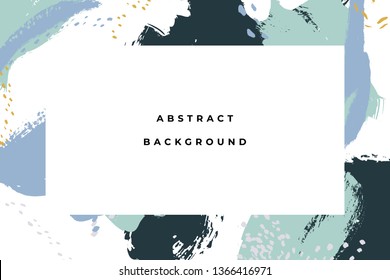 Hand drawn abstract background with artistic brush strokes and paint stains. Vector design for card, banner or social media post.