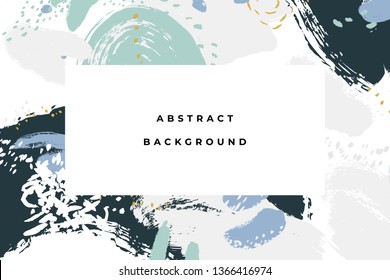 Hand drawn abstract background with artistic brush strokes and paint stains. Vector design for card, banner or social media post.