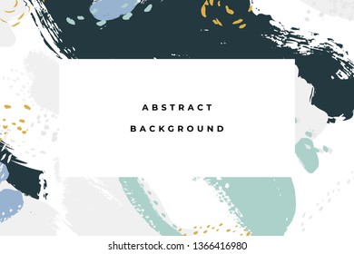 Hand drawn abstract background with artistic brush strokes and paint stains. Vector design for card, banner or social media post.