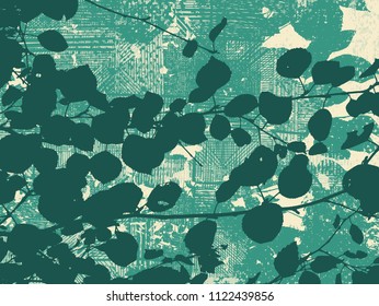  Hand Drawn Abstract Background with  Branches silhouettes and Drawing Texture. detailed vector illustration