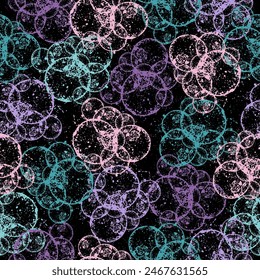 Hand drawn abstract background with circles in pastel colors and golden confetti.   Kids Geometric Spots Design.