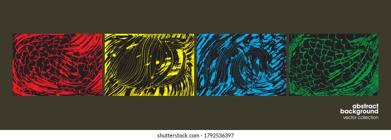 Hand drawn abstract background design set, grunge texture, brush strokes. Usable for advertisement, banners, card, book cover, brochure, decoration, poster, web header template and etc.