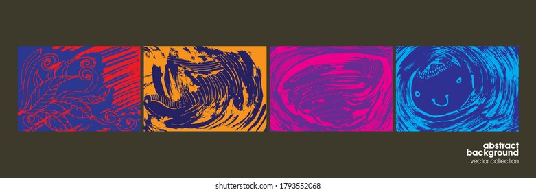 Hand drawn abstract background design set, grunge texture, brush strokes. Usable for advertisement, banners, card, book cover, brochure, decoration, poster, web header template and etc.