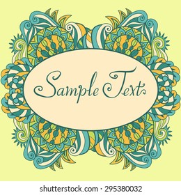 Hand drawn abstract  background with detailed frame