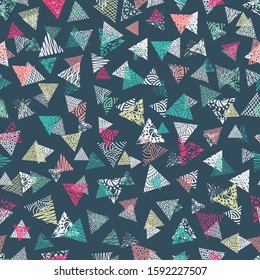 Hand drawn abstract background with doodle triangels - seamless pattern, great for textiles, banners, wrapping, wallpapers - vector design