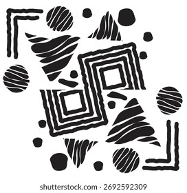 Fundo abstrato desenhado à mão com um padrão geométrico design fundo branco