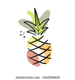 Hand drawn abstract background isolated on white. Vector pineapple background  for social media, cover, fabric, interior decor.