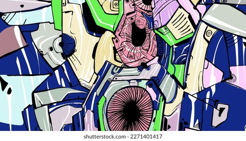 hand drawn abstract background mecha illustration vector eps.10