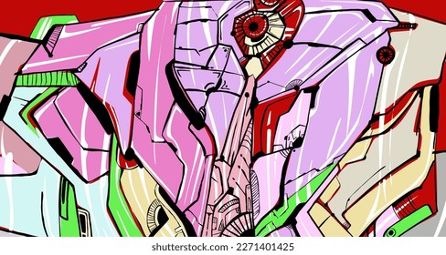 hand drawn abstract background mecha illustration vector eps.10