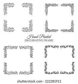 Hand drawn abstract background ornament frame illustration concept. Vector decorative retro banner of card or invitation design. Vintage traditional, Islam, arabic, indian, ottoman motifs, elements. 