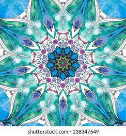 Hand drawn abstract background ornament illustration concept. Lace pattern design. Vector decorative card or invitation design. Vintage traditional, Islam, arabic, indian, ottoman motifs, watercolor