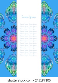 Hand drawn abstract background ornament illustration concept. Lace pattern design. Vector decorative card or invitation design. Vintage traditional, Islam, arabic, indian, ottoman motifs, watercolor