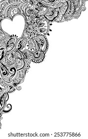 Hand drawn abstract background ornament illustration concept. Lace pattern design. Vector decorative card or invitation design. Vintage traditional, Islam, arabic, indian, ottoman motifs, elements.