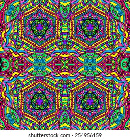 Hand drawn abstract background ornament illustration psychedelic. Lace pattern design Vector decorative card or invitation design. Vintage traditional, Islam, arabic, indian, ottoman motifs, elements.