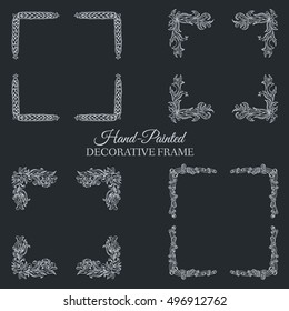 Hand drawn abstract background ornament frame illustration concept. Vector decorative retro banner of card or invitation design. Vintage traditional, Islam, arabic, indian, ottoman motifs, elements. 