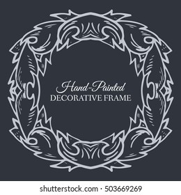 Hand drawn abstract background ornament frame on old paper illustration concept. Vector decorative retro banner of card or invitation design. Vintage traditional, indian, ottoman motifs, elements. 