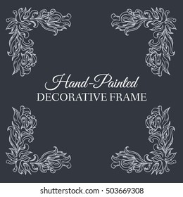 Hand drawn abstract background ornament frame on old paper illustration concept. Vector decorative retro banner of card or invitation design. Vintage traditional, indian, ottoman motifs, elements. 