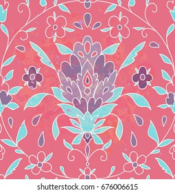 Hand drawn abstract background ornament illustration pattern. Lace design. Vector decorative card. Vintage traditional, Islam, arabic, indian, ottoman motifs, elements.
