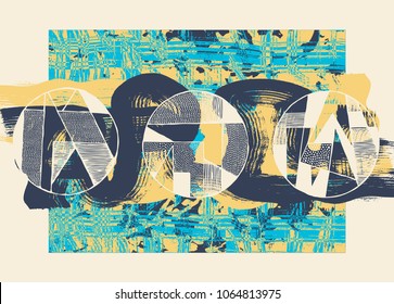 Hand Drawn Abstract Background with Painting Textures And Circle Drawing Design Elements. Vector Illustration