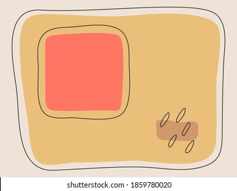 Hand drawn abstract background,  various shapes and doodle objects. Contemporary modern trendy vector illustration in pastel colors.